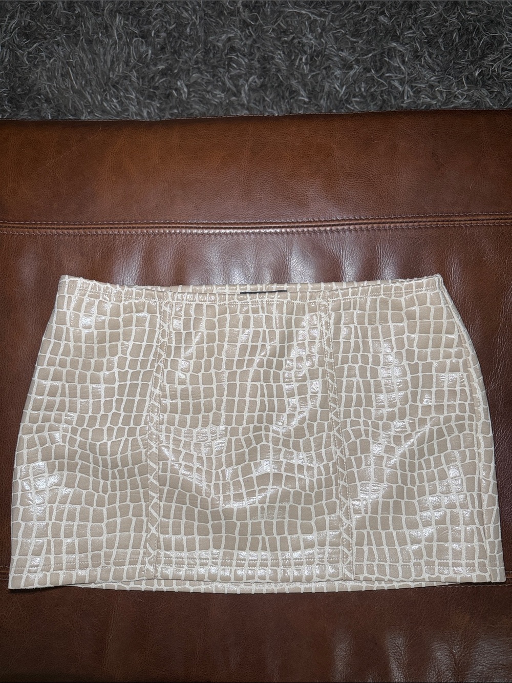 PLT Croc Print Faux Leather Mini Skirt